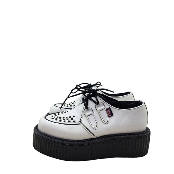 Tuk The Original Women's Leather Chunky Platform Creeper White Sz 5 - Picture 1 of 12